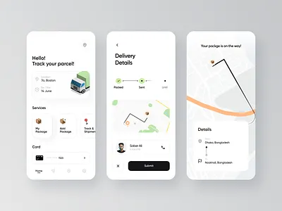 π¦ Package Delivery App Ui ! 2pixel app ui clean app design delivery delivery details ecommerce minimal mobile app mobile ui order tracker package parcel saber saber ali tracker truck ui