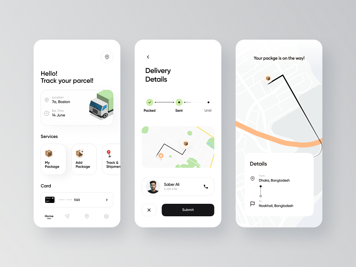 📦 Package Delivery App Ui ! by Saber Ali for 2Pixel on Dribbble