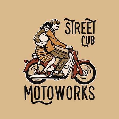 Street Cub availabledesign badgedesign designforsale illustration logoforsale motorcycle motorcycle illustration tshirtdesign vintage badge vintage design vintage illustration vintage logo vintage motorcycle