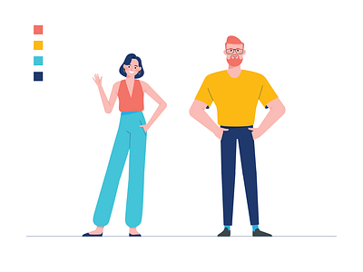 Character design - woman and man 2d beard character charater design fashion flat illustration man millennial woman