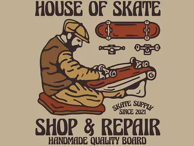 House of skate availabledesign badge badgedesign designforsale illustration logo skate skate illustration skateboard tshirtdesign vintage badge vintage design vintage illustration
