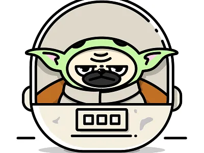 Baby Yoda Pug baby yoda design digital illustration flat funny illustration illustrations illustrator minimal pug vector