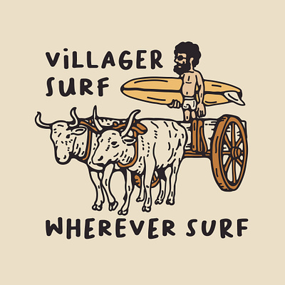 villager surf availabledesign badgedesign design illustration logo summer surf surf illustration surfing tropical tshirtdesign vintage badge vintage design