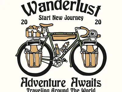 Wanderlust adventure availabledesign badgedesign bicycle bicycle illustration bike bikes designforsale illustration roadbike tshirtdesign vintage badge vintage design wanderlust