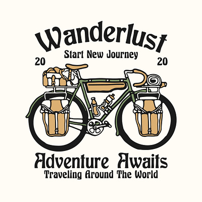 Wanderlust adventure availabledesign badgedesign bicycle bicycle illustration bike bikes designforsale illustration roadbike tshirtdesign vintage badge vintage design wanderlust