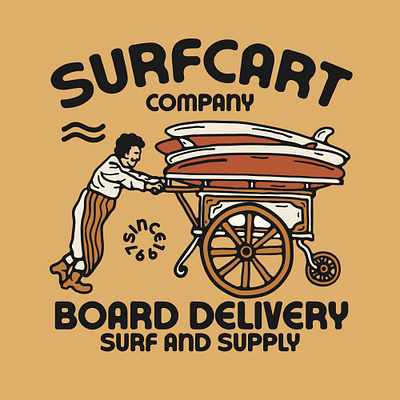 surfcart availabledesign badgedesign cart designforsale illustration surf surf illustration surfing tshirtdesign vintage badge vintage design vintage illustration