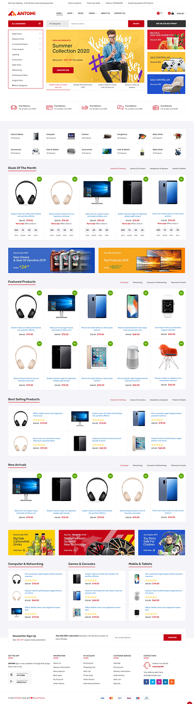 Antomi Electronics eCommerce HTML Template accessories bootstrap 4 clean computer ecommerce html5 electronics ecommerce store electronics html template gadgets headphone mobile modern responsive html retail shop technology template