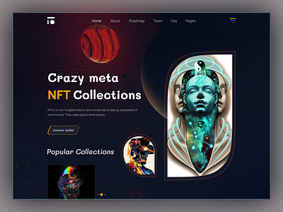 METATS - NFTs Landing Page/Digital artwork platform: web design art crypto cryptocurrency dark dark mode header header exploration landing page marketplace nft design nfts ui ui design ui ux web design website