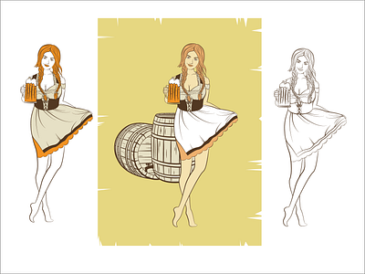 Girl with beer adobe illustration bar beer girl illustration menu pub vector woman