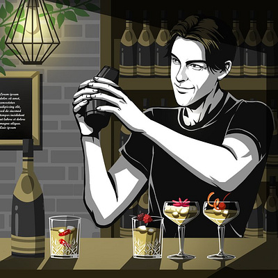 Illustrations done for F6 Cocktail bar adobe graphic design illustration vector