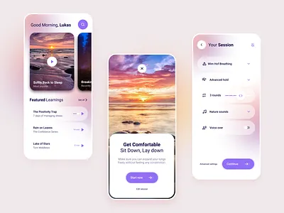 Meditation App - MVP Design calm meditation mindfullness minimum viable product mobile mvp ui