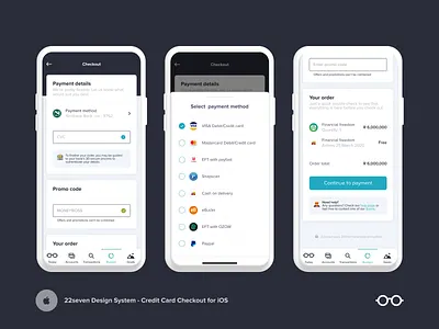 Credit Card Checkout for the iOS App - Daily UI challenge #002 22seven checkout credit card checkout daily 100 challenge dailyui dailyui 002 dailyuichallenge ios ios app ios app design