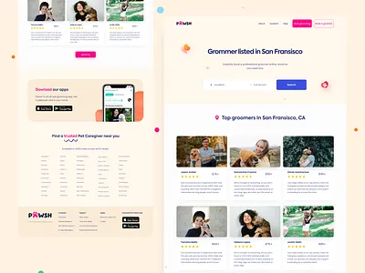 PetBacker cat clean dog dogs illustration landing page pet care pets petshop ui web