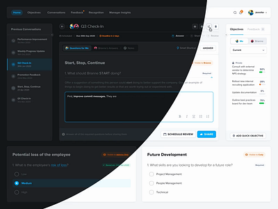 OKR Management Software | Conversations Dark Mode • Interactions dark mode dashboard desktop form interactions microinteractions milestones okr project management questionnaire task management tasks web app