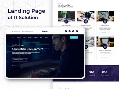 Landing page of IT Solution animation design illustration ui ux website design