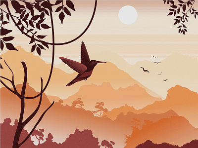 Bird animal bird bird illustration birds dribbble dribbble best shot fly landscape landscape illustration nature nature illustration tree