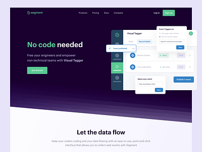 🏷 Segment — Visual Tagger analytics animation clean customer data demo design green landing page lp product purple segment tagger ui ux visual walkthrough web website