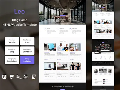 Leo Blog Home Page HTML Web Template V1.0 bem blog business homepage html personal portfolio sass services page shop web website
