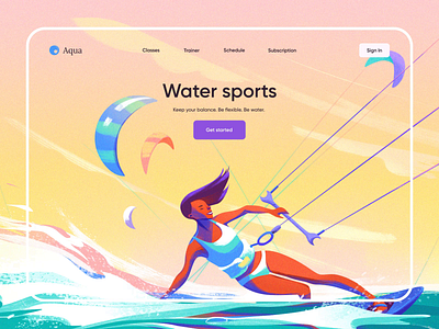 Aqua - Responsive Design for Water Sports colors illustration illustrator landing landing design landing page responsive responsive design summer summer illustration ui ui design ux warm colors web webdesign