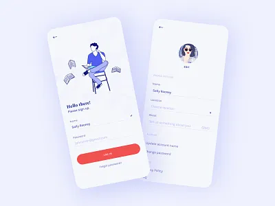 Scribbler - Writing App app clean design illustration minimalist mobile mobile app mobile ui settings sign up signup ui ux ux design uxdesign uxui