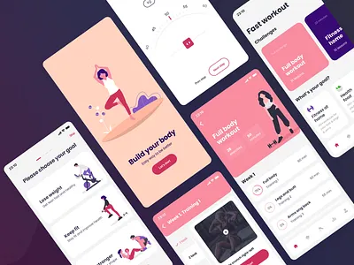 Fitness app 2021 challenge dailyui figma fitness fitness app illustration muzli sport sports design workout workout app