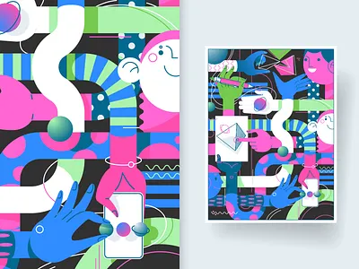 Digital Montmartre community concept connection design designer illustration people vector