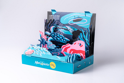 Pop-up Illustration - Deep Ocean animal illustration animals biodiversity coral design fish illustration illustrator ocean octopus packaging paper pink pop up popup sea turtle water