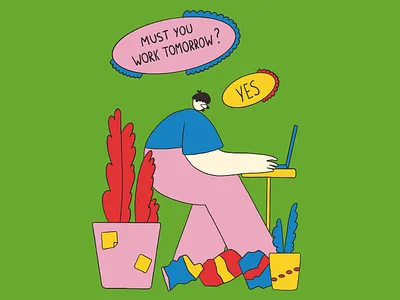 Midnight Worker character colorful education green illustration work