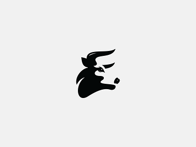 bull animal bison black branding bull design head horns icon logo masculine negative space simple strong vector white