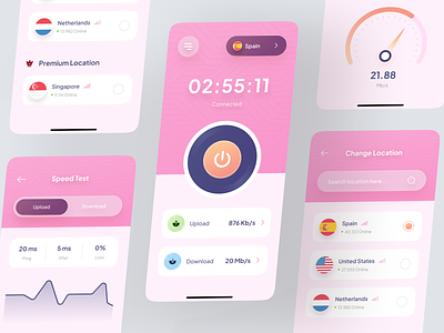 VPN apps 🚀 app apps clean country design gradient graphic design internet ios mobile pink provider toogle trend ui ux vpn vpn app vpn apps