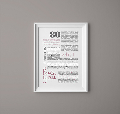 80 Reasons Why I Love You decoration design illustration poster poster design printable typography vector wall art