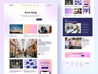 Aura Website – Blog blog design gradient graphic design interface minimalist music ui ux web website