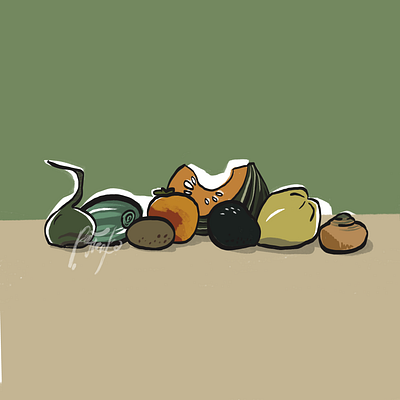Digital stylized still life design draw dtiys illustraion organic sticker stickers vector vegetable