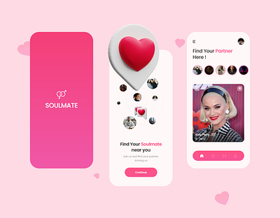 Soulmate - Dating App app branding dating app datingapp design designers fresh love popular shot trendy ui uiconcept uidesign uidesigns uiux ux uxdesign