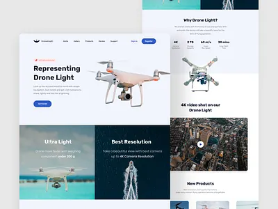 DroneshopID Landing Page app design clean drone figma header hero section landing page landingpage shop ui user inteface userinterface ux web web app web design webdesign website