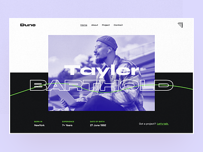 Dune ✦ Portfolio Template design green landing page portfolio portfolio theme purple template typography ui ux webflow website