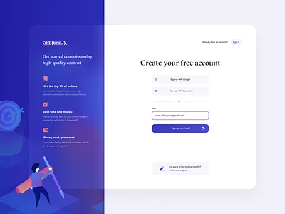 Registration page for Marketplace 🙋‍♀️ account create account icons design interface marketplace onboarding platform register registration sign up website writer