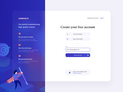 Registration page for Marketplace 🙋‍♀️ account create account icons design interface marketplace onboarding platform register registration sign up website writer