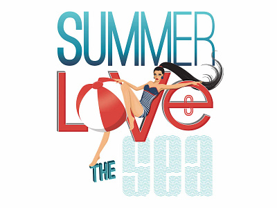 Summer Loves The Sea design digital art illustration t shirt design typography vector