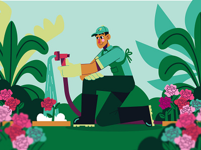 Spring is here! 🌱 character design design flat flowers garden gardener gardening graphic greenhouse icon illustration ilustracion modern roses season spring spring season springtime vector