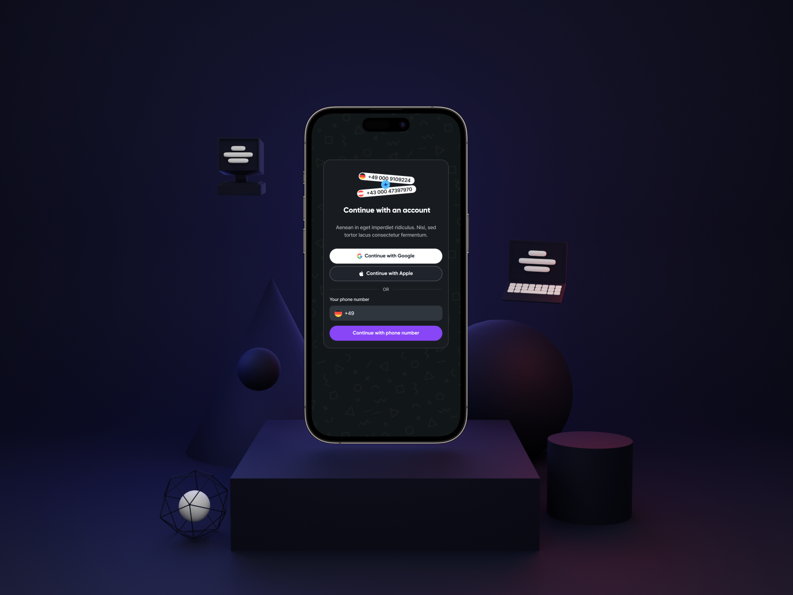 Prank Calling UI Dark Mode (Web & iOS) app bottom sheet buy coin currency interface ios login mobile prank call purple react shop ui yellow