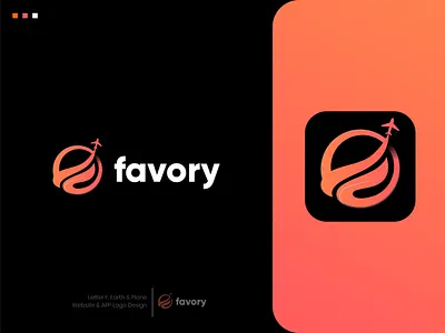 Favory Website & App Logo Design app icon app icon logo app logo brand identity branding design earth logo f letter logo f logo illustration logo minimal minimalism minimalist modern logo plane logo plane website logo symbol website icon website logo