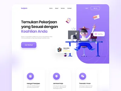 Web Design for Find a Job 3d 3d web design clean ui illustration job application landing page design landing page job search landingpage ui ux uidesign uiux uiuxdesign ux webdesign webdesignjob webdesignworked work