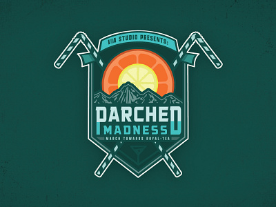 Parched Madness badge logo banner basketball branding drinks grunge illustration lockup logo logo design march madness mountain sports sports logo straw sunset tournament type