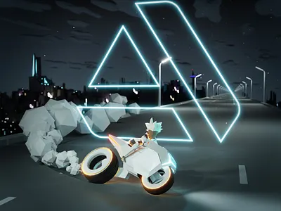 Also I have an Artstation 3d bike character city game asset girl illustration low poly lowpoly model night scifi speed