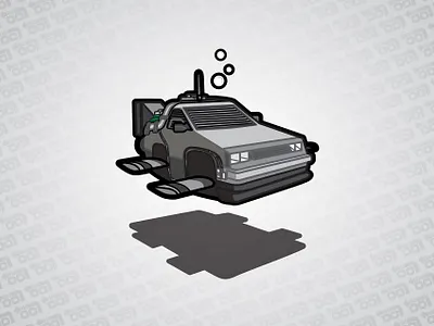 Bond of the Future 007 1980s 80s aquatic automotive back to the future bubbles car cartoon delorean dmc geeky illustration james bond mashup nerdy pattern sci fi submarine super spy