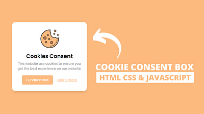 Cookie Consent Box using HTML CSS & JavaScript cookie consent cookie consent box cookie in javascript css cookie box ui html cookie box javascript cookies