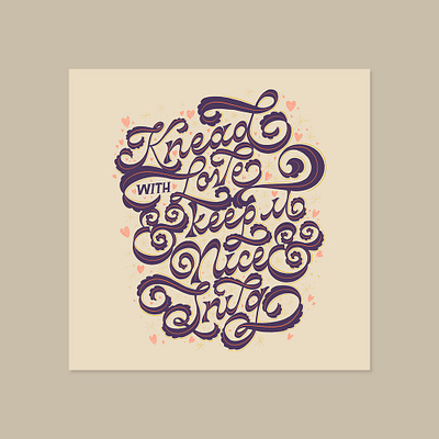 Knead With Love baking custom lettering dribbble freethrow graphic design hand lettering home cooking illustration lettering procreate texture