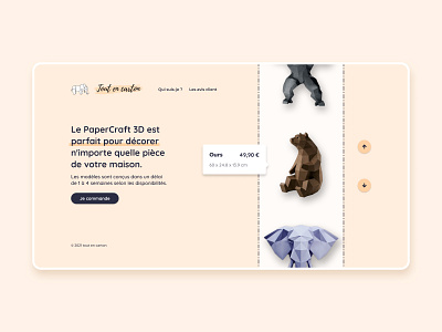 Tout en carton ecommerce papercraft ui ux