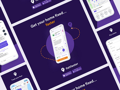 Fixitfaster Branding 1 brand brand design brand identity branding design mobile app poster typography ui